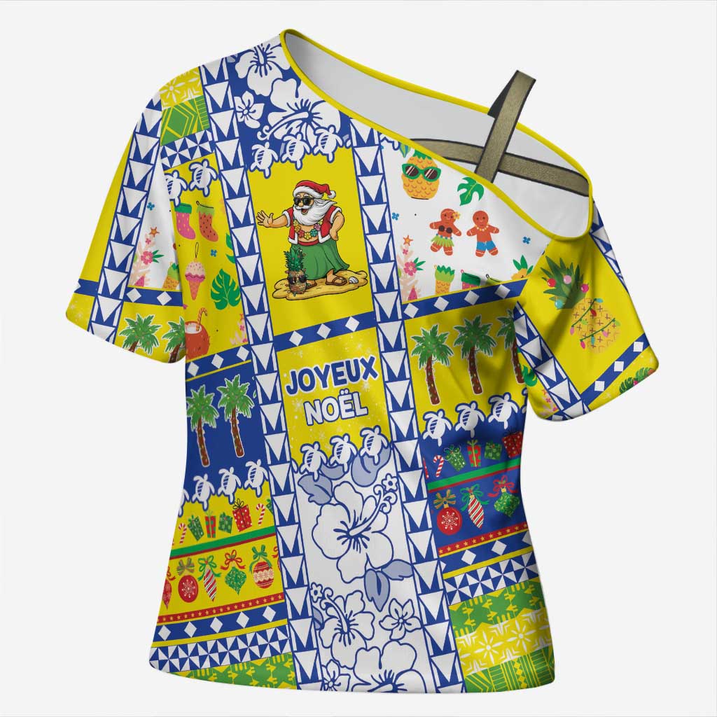 New Caledonia Christmas Cross Shoulder Shirt Festive Beach Vibes LT05 Female Yellow - Polynesian Pride