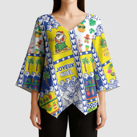 New Caledonia Christmas Kimono Sleeve Blouse Festive Beach Vibes - Polynesian Pride