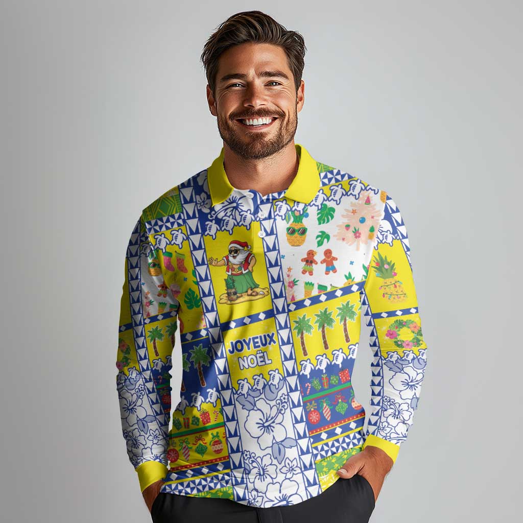 New Caledonia Christmas Long Sleeve Polo Shirt Festive Beach Vibes LT05 - Polynesian Pride