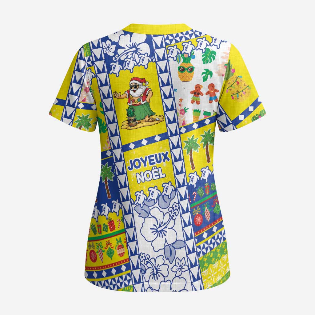 New Caledonia Christmas Scrub Top Festive Beach Vibes LT05 - Polynesian Pride