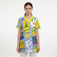 New Caledonia Christmas Scrub Top Festive Beach Vibes LT05 - Polynesian Pride