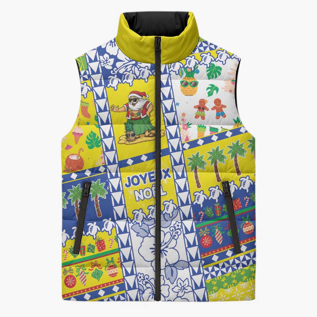 New Caledonia Christmas Sleeveless Puffer Jacket Festive Beach Vibes LT05 Unisex Yellow - Polynesian Pride