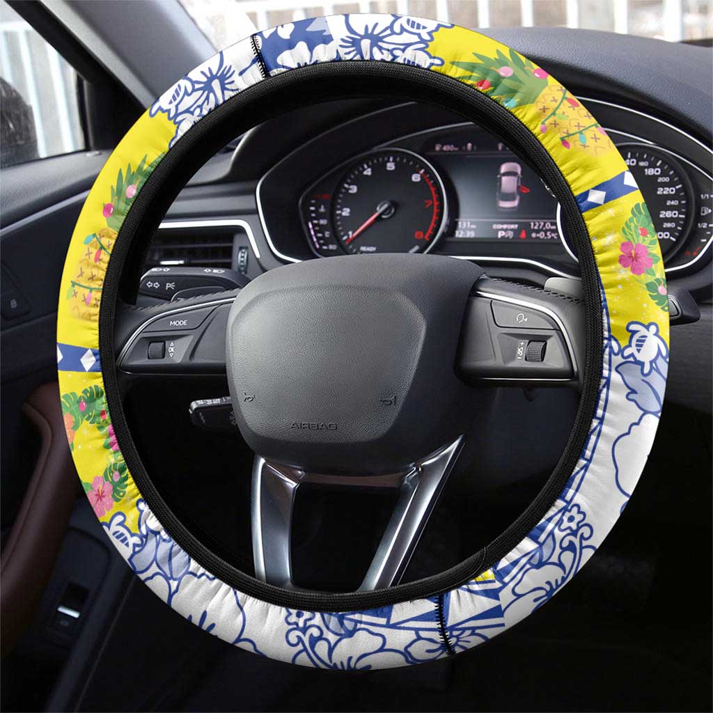 New Caledonia Christmas Steering Wheel Cover Festive Beach Vibes - Polynesian Pride