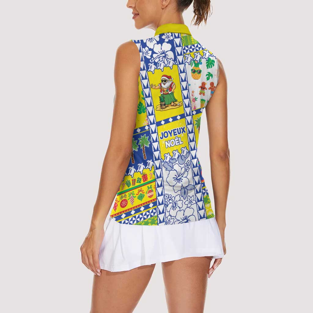 New Caledonia Christmas Women Sleeveless Polo Shirt Festive Beach Vibes LT05 - Polynesian Pride