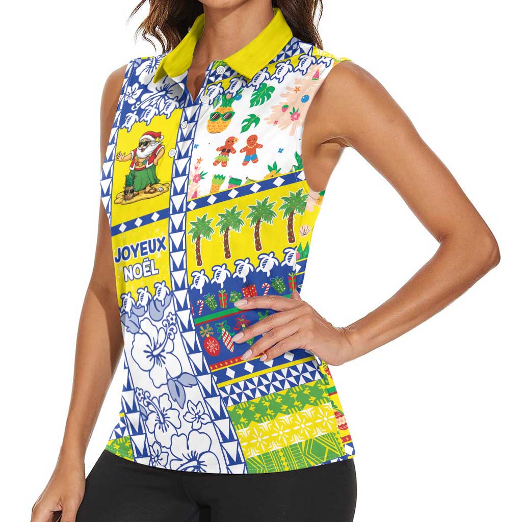 New Caledonia Christmas Women Sleeveless Polo Shirt Festive Beach Vibes LT05 - Polynesian Pride