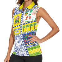 New Caledonia Christmas Women Sleeveless Polo Shirt Festive Beach Vibes LT05 - Polynesian Pride