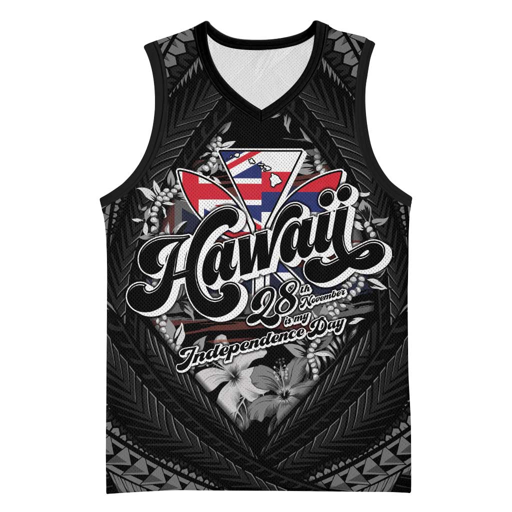 Hawaii November 28th Basketball Jersey Kanaka Maoli Tribal Pattern - Polynesian Pride