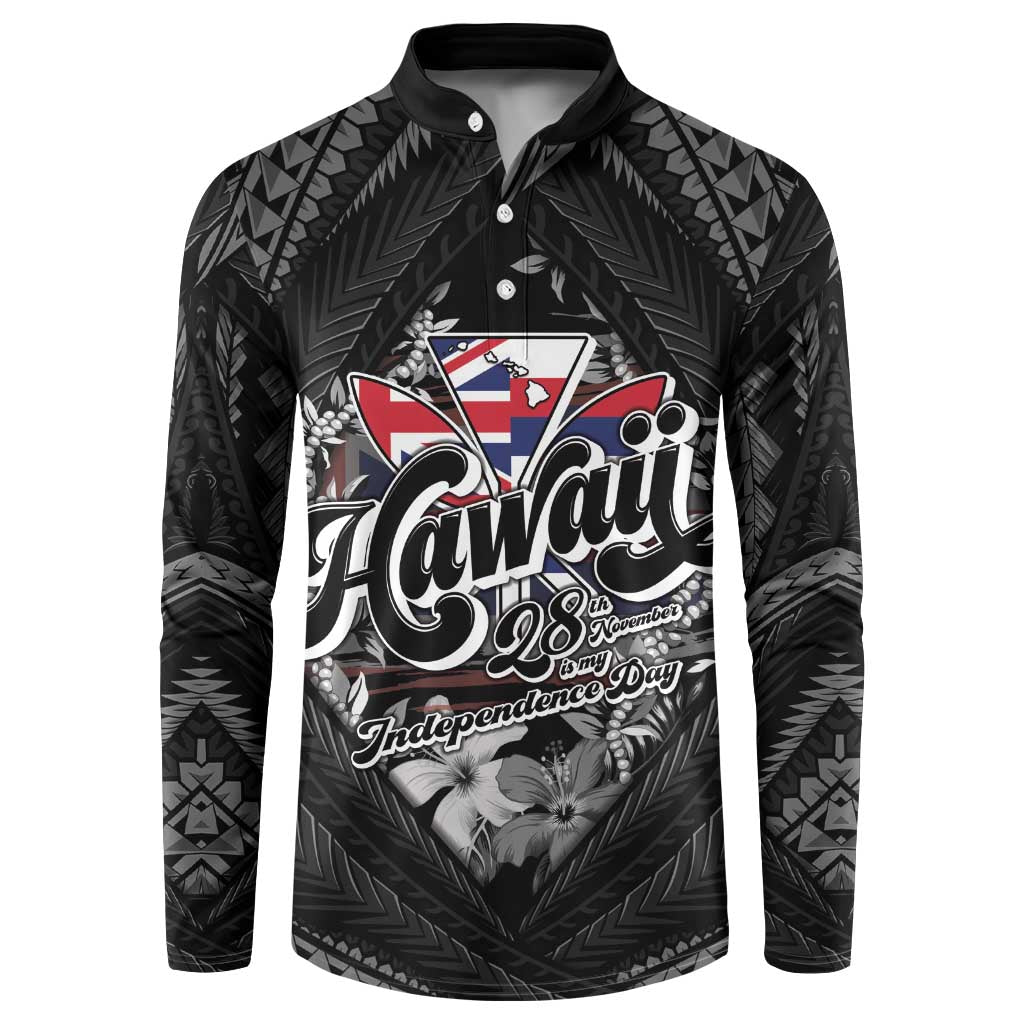 Hawaii November 28th Button Sweatshirt Kanaka Maoli Tribal Pattern - Polynesian Pride