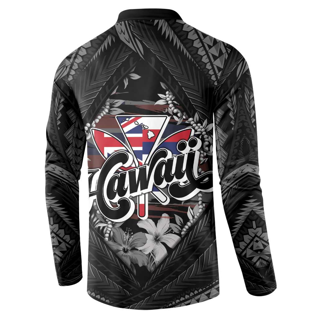 Hawaii November 28th Button Sweatshirt Kanaka Maoli Tribal Pattern - Polynesian Pride