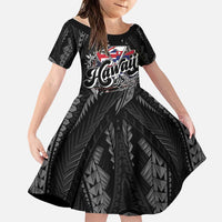 Hawaii November 28th Family Matching Puletasi and Hawaiian Shirt Kanaka Maoli Tribal Pattern LT05 Daughter's Dress Black - Polynesian Pride