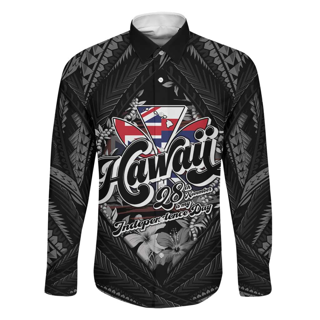 Hawaii November 28th Family Matching Puletasi and Hawaiian Shirt Kanaka Maoli Tribal Pattern LT05 Dad's Shirt - Long Sleeve Black - Polynesian Pride