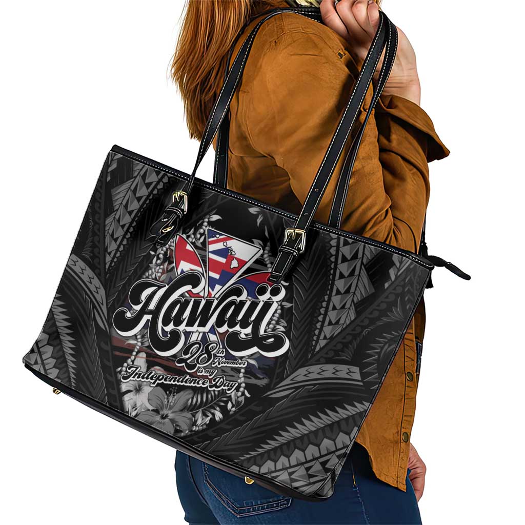 Hawaii November 28th Leather Tote Bag Kanaka Maoli Tribal Pattern - Polynesian Pride