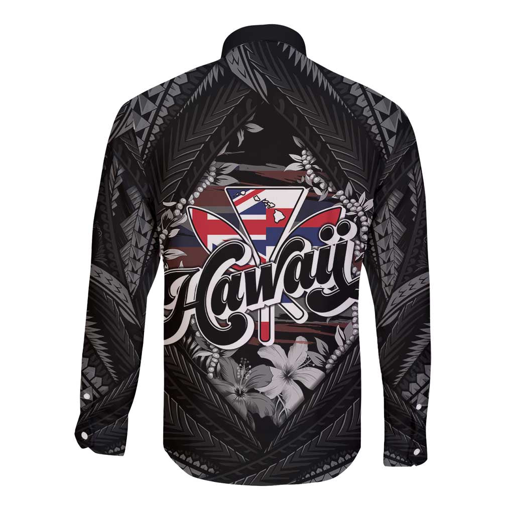 Hawaii November 28th Long Sleeve Button Shirt Kanaka Maoli Tribal Pattern - Polynesian Pride