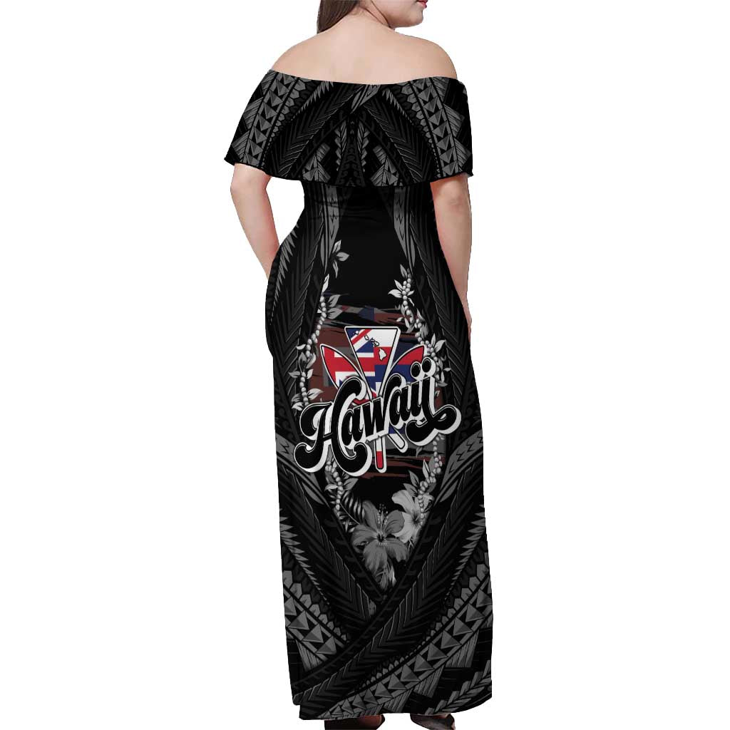Hawaii November 28th Off Shoulder Maxi Dress Kanaka Maoli Tribal Pattern - Polynesian Pride