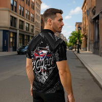 Hawaii November 28th Zipper Polo Shirt Kanaka Maoli Tribal Pattern - Polynesian Pride