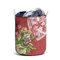 Puerto Rico Coqui Frog Laundry Basket Tropical Flowers Polynesian Style - Polynesian Pride