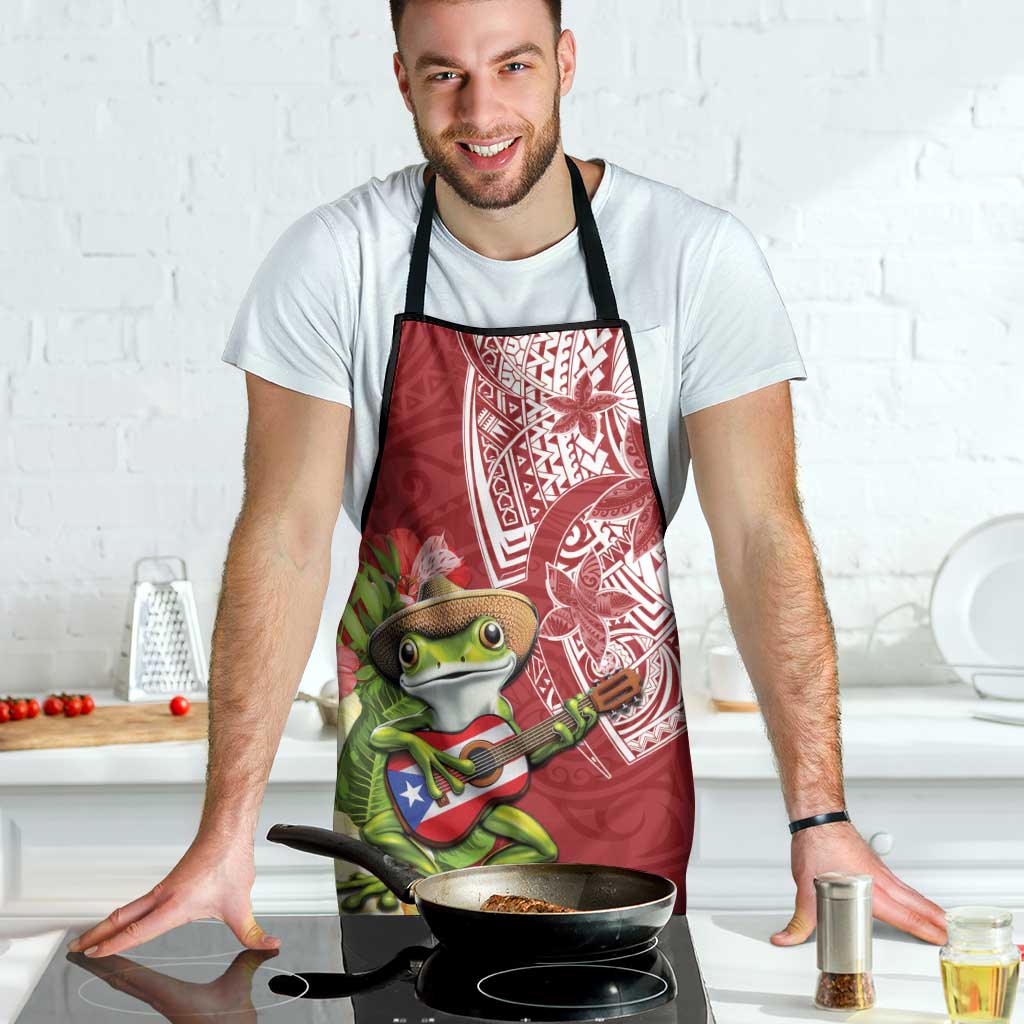 Puerto Rico Coqui Frog Apron Tropical Flowers Polynesian Style - Polynesian Pride