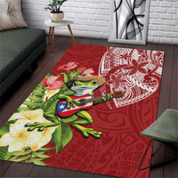 Puerto Rico Coqui Frog Area Rug Tropical Flowers Polynesian Style - Polynesian Pride