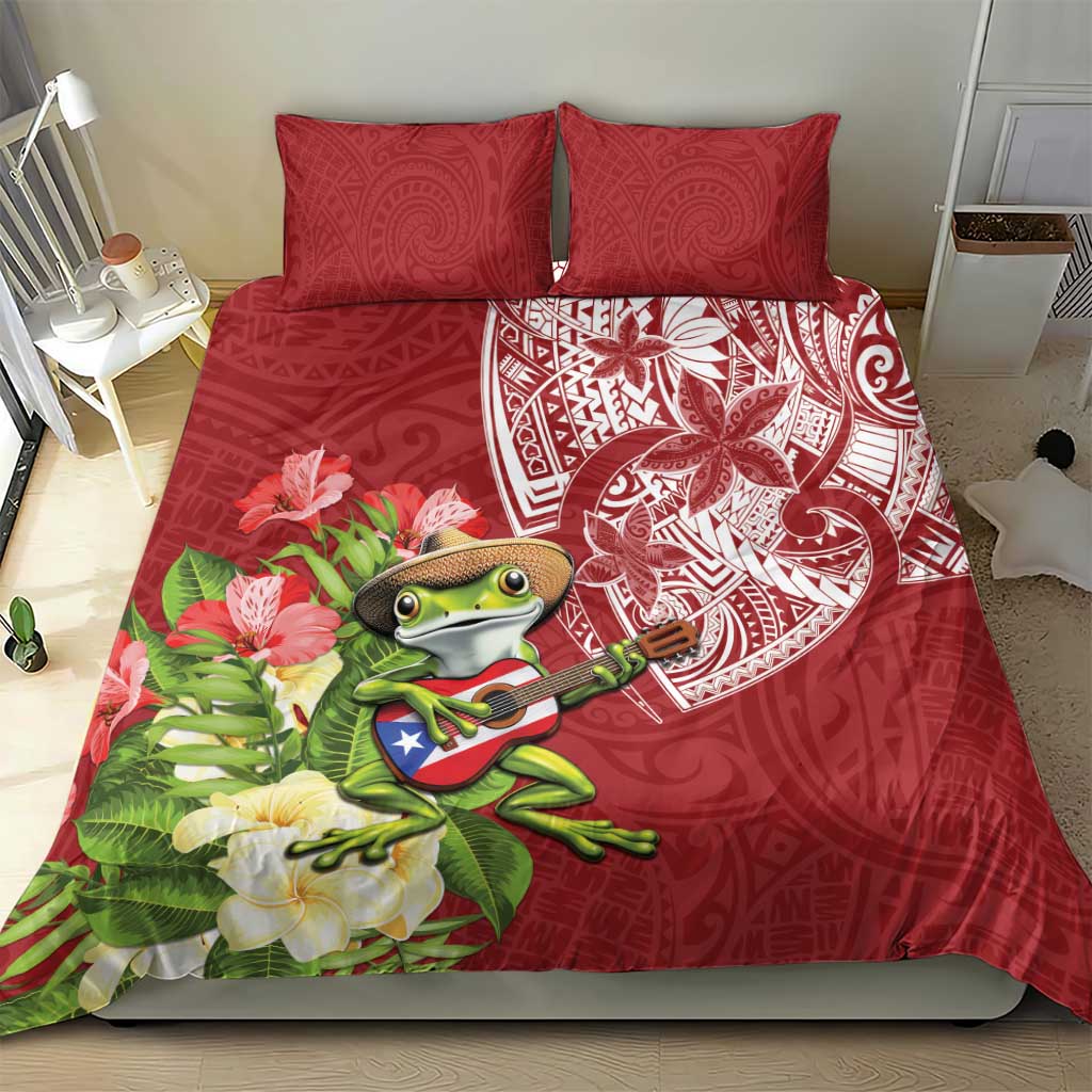 Puerto Rico Coqui Frog Bedding Set Tropical Flowers Polynesian Style - Polynesian Pride