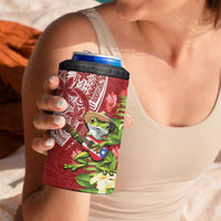 Puerto Rico Coqui Frog 4 in 1 Can Cooler Tumbler Tropical Flowers Polynesian Style - Polynesian Pride