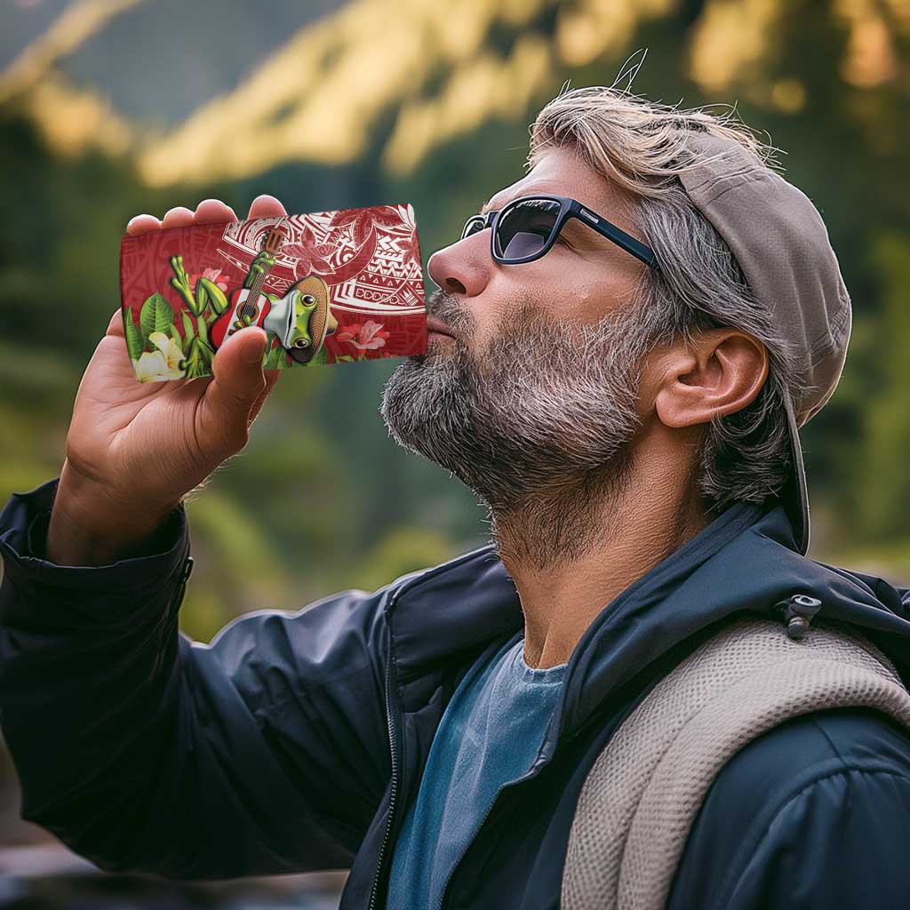 Puerto Rico Coqui Frog 4 in 1 Can Cooler Tumbler Tropical Flowers Polynesian Style - Polynesian Pride