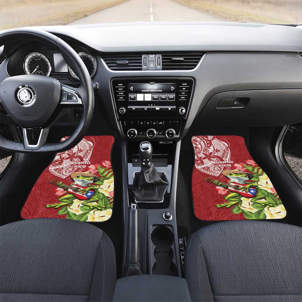 Puerto Rico Coqui Frog Car Mats Tropical Flowers Polynesian Style - Polynesian Pride