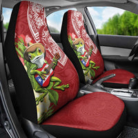 Puerto Rico Coqui Frog Car Seat Cover Tropical Flowers Polynesian Style - Polynesian Pride