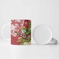 Puerto Rico Coqui Frog Ceramic Mug Tropical Flowers Polynesian Style - Polynesian Pride