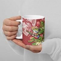 Puerto Rico Coqui Frog Ceramic Mug Tropical Flowers Polynesian Style - Polynesian Pride