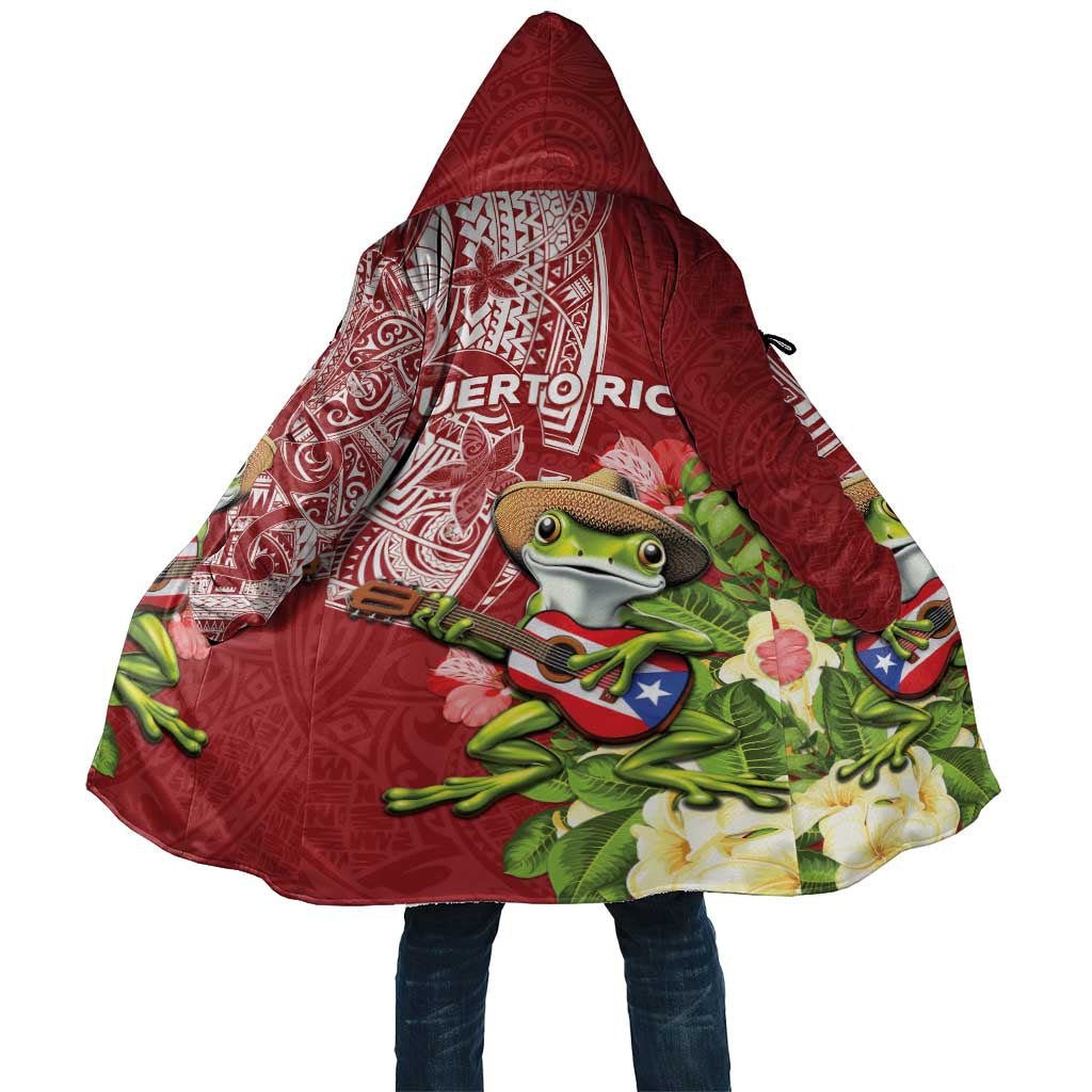Puerto Rico Coqui Frog Cloak Tropical Flowers Polynesian Style - Polynesian Pride