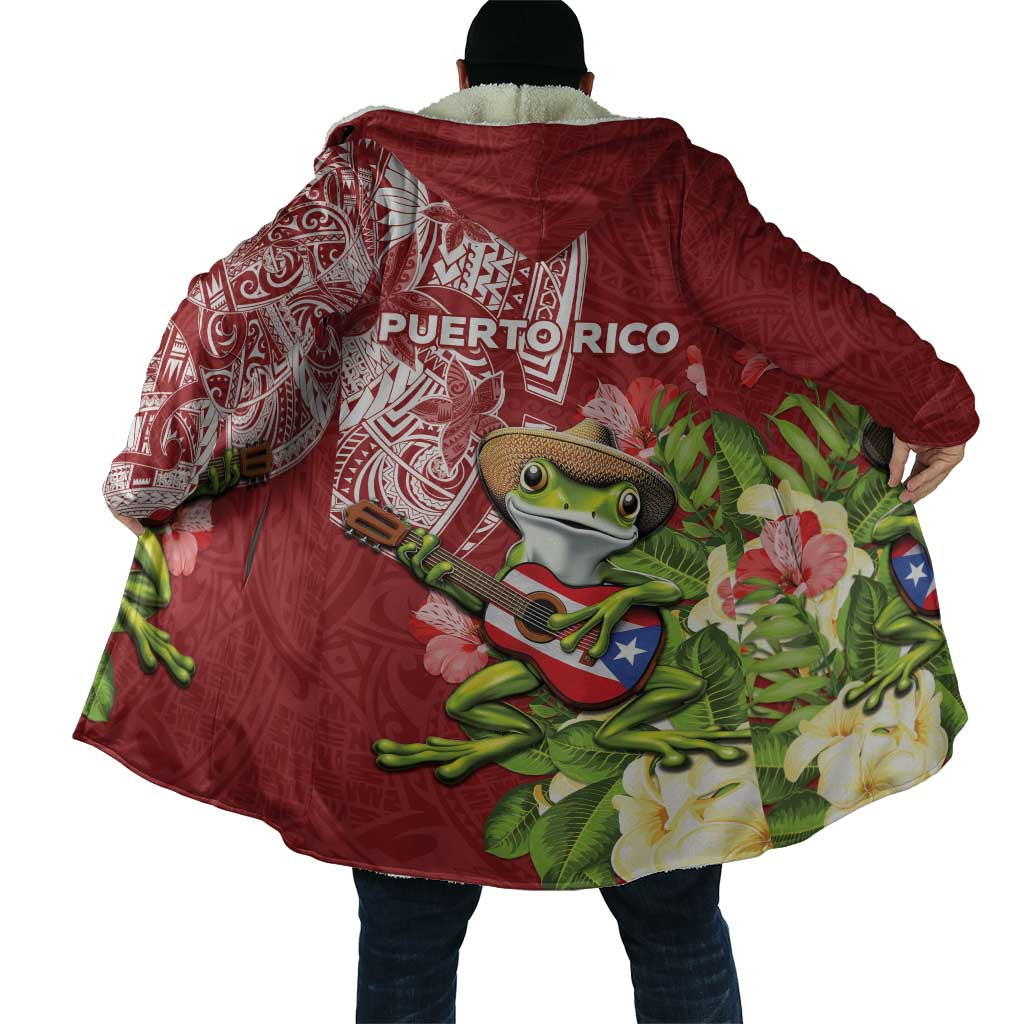 Puerto Rico Coqui Frog Cloak Tropical Flowers Polynesian Style - Polynesian Pride