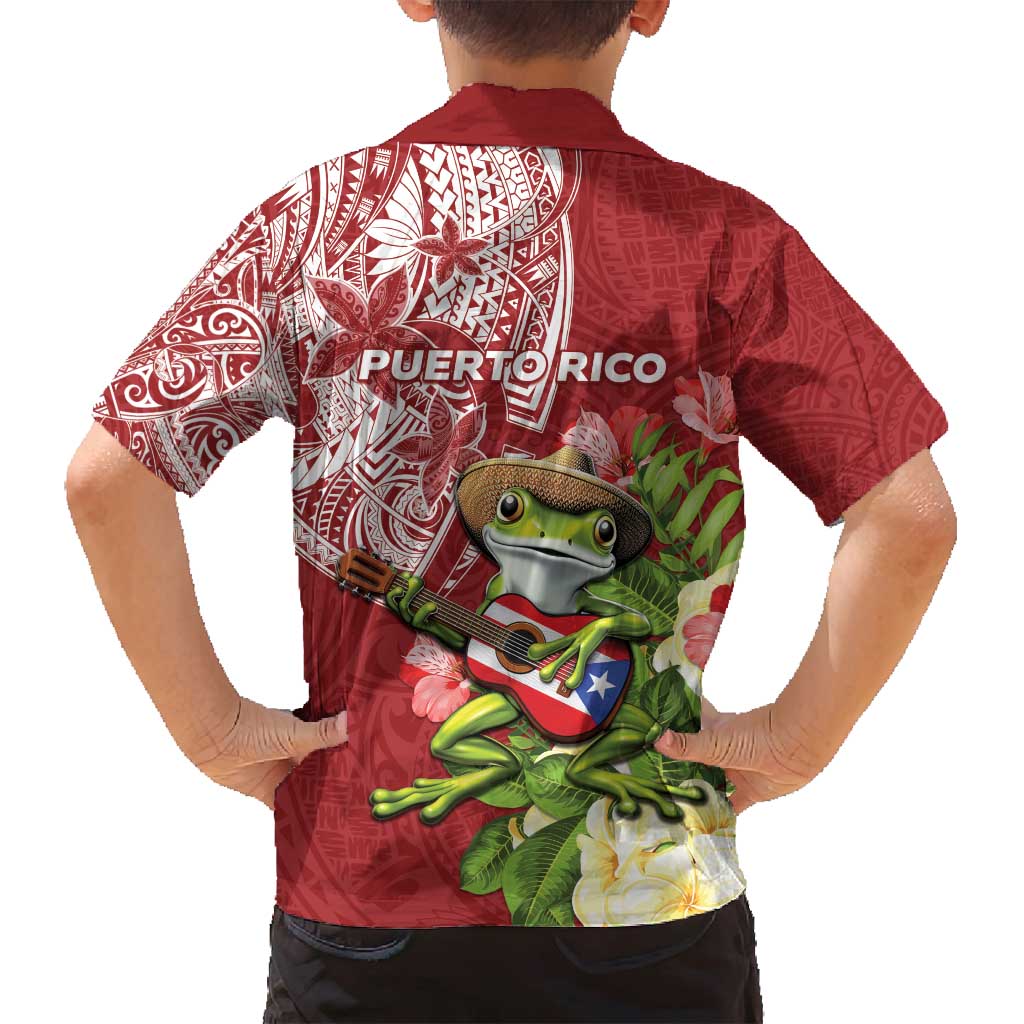 Puerto Rico Coqui Frog Family Matching Puletasi and Hawaiian Shirt Tropical Flowers Polynesian Style - Polynesian Pride