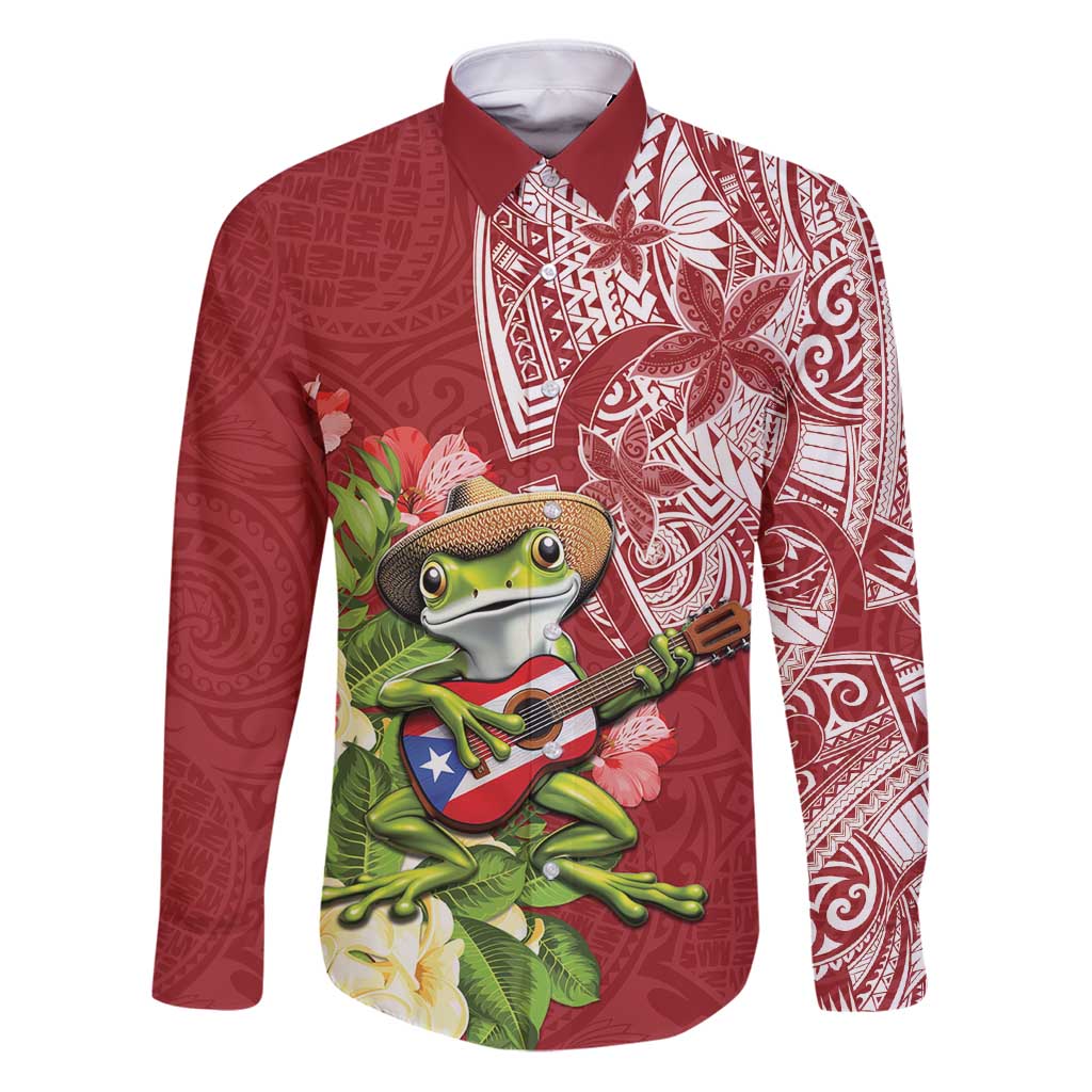 Puerto Rico Coqui Frog Family Matching Puletasi and Hawaiian Shirt Tropical Flowers Polynesian Style - Polynesian Pride
