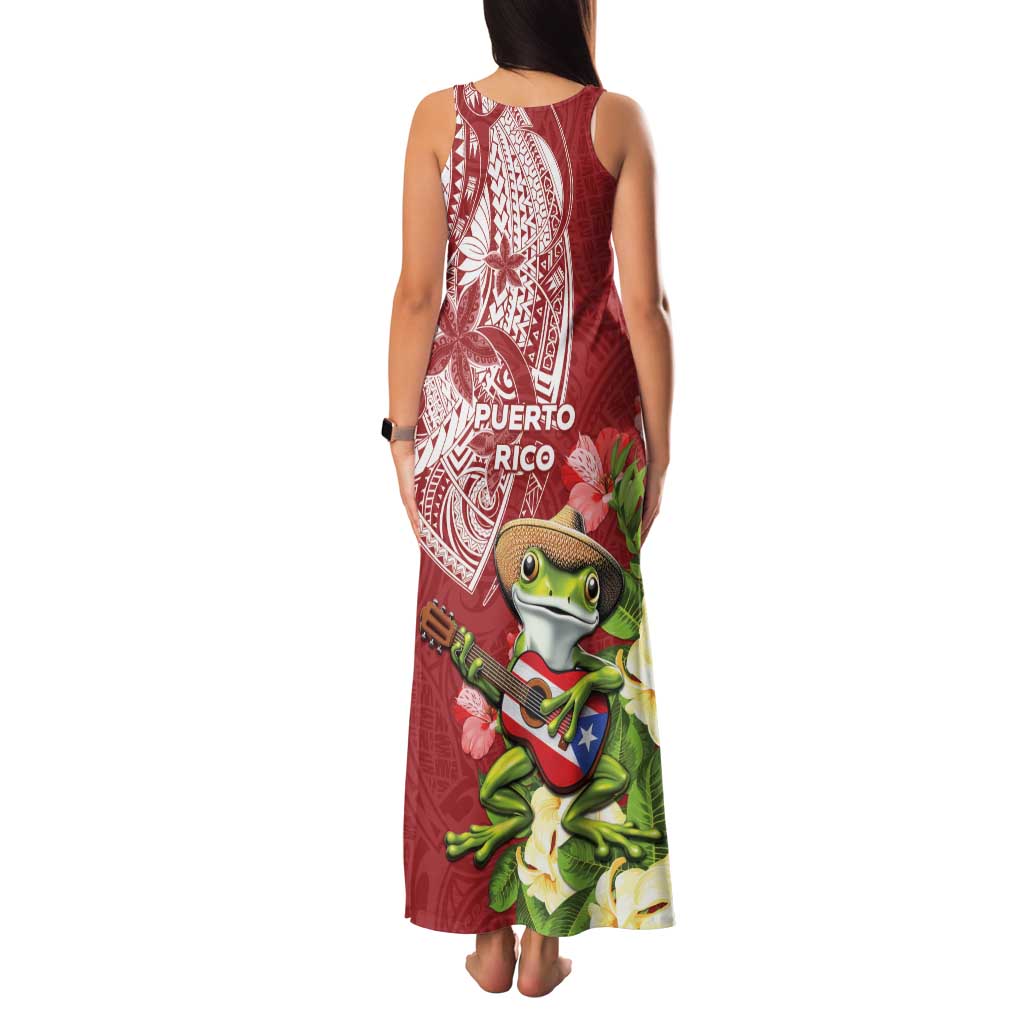 Puerto Rico Coqui Frog Family Matching Tank Maxi Dress and Hawaiian Shirt Tropical Flowers Polynesian Style - Polynesian Pride