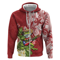 Puerto Rico Coqui Frog Hoodie Tropical Flowers Polynesian Style - Polynesian Pride
