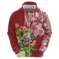 Puerto Rico Coqui Frog Hoodie Tropical Flowers Polynesian Style - Polynesian Pride