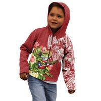 Puerto Rico Coqui Frog Kid Hoodie Tropical Flowers Polynesian Style - Polynesian Pride