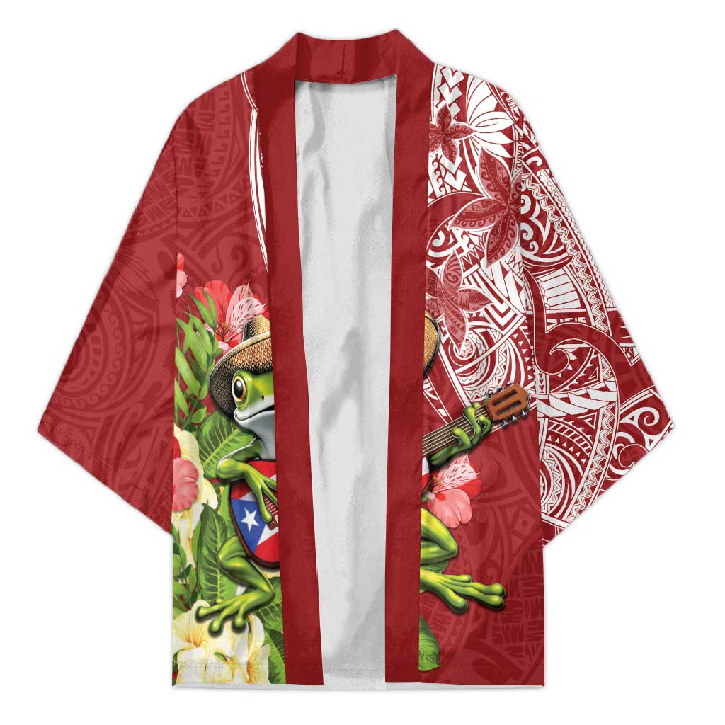 Puerto Rico Coqui Frog Kimono Tropical Flowers Polynesian Style - Polynesian Pride