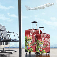 Puerto Rico Coqui Frog Luggage Cover Tropical Flowers Polynesian Style - Polynesian Pride