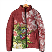 Puerto Rico Coqui Frog Padded Jacket Tropical Flowers Polynesian Style - Polynesian Pride