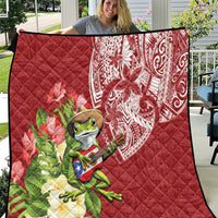 Puerto Rico Coqui Frog Quilt Tropical Flowers Polynesian Style - Polynesian Pride
