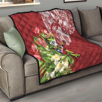 Puerto Rico Coqui Frog Quilt Tropical Flowers Polynesian Style - Polynesian Pride