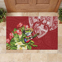 Puerto Rico Coqui Frog Rubber Doormat Tropical Flowers Polynesian Style - Polynesian Pride