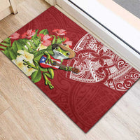 Puerto Rico Coqui Frog Rubber Doormat Tropical Flowers Polynesian Style - Polynesian Pride