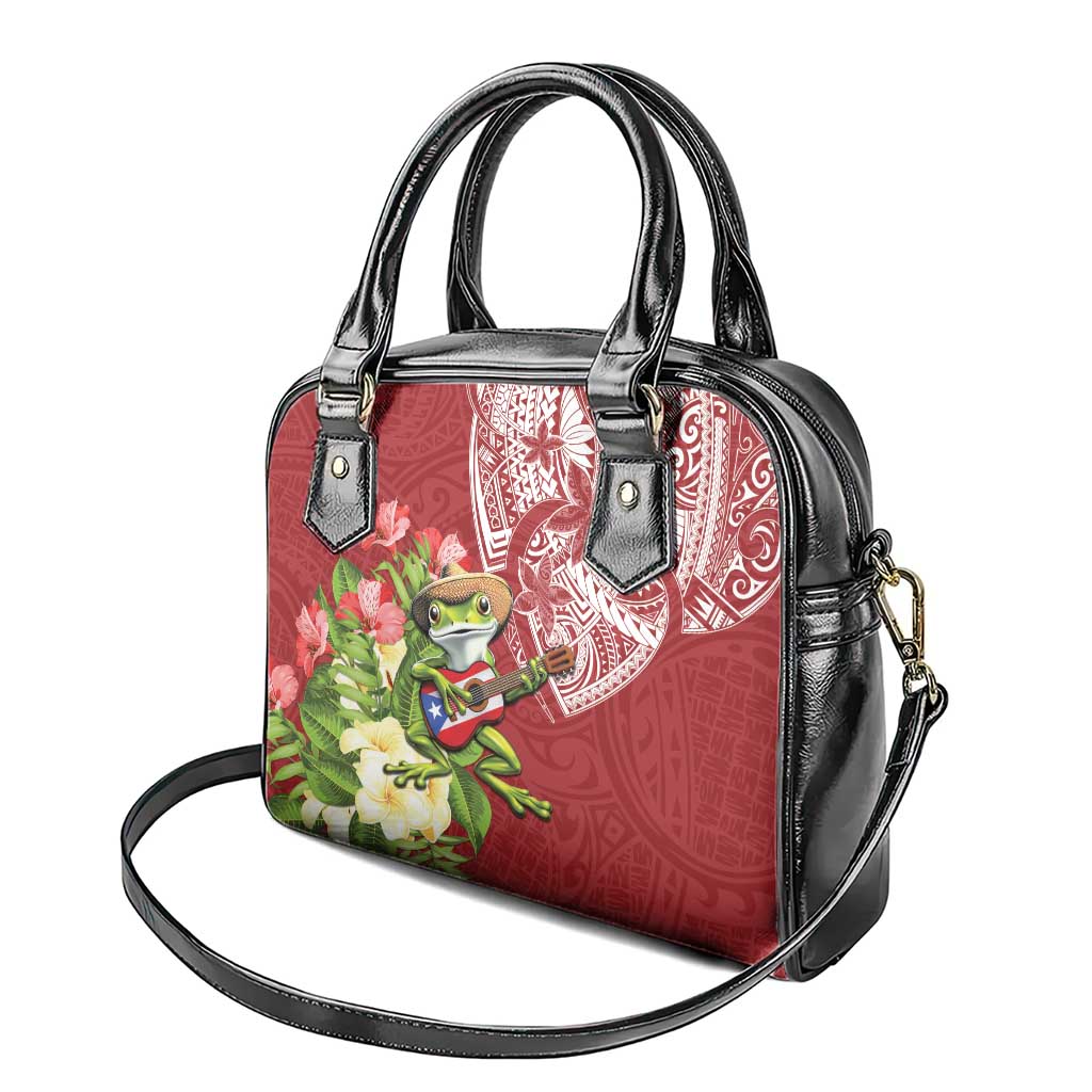 Puerto Rico Coqui Frog Shoulder Handbag Tropical Flowers Polynesian Style - Polynesian Pride