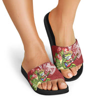 Puerto Rico Coqui Frog Slide Sandals Tropical Flowers Polynesian Style - Polynesian Pride
