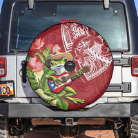 Puerto Rico Coqui Frog Spare Tire Cover Tropical Flowers Polynesian Style - Polynesian Pride
