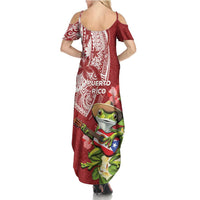 Puerto Rico Coqui Frog Summer Maxi Dress Tropical Flowers Polynesian Style - Polynesian Pride