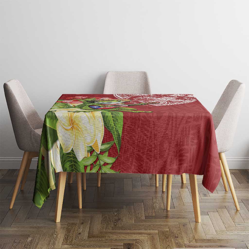 Puerto Rico Coqui Frog Tablecloth Tropical Flowers Polynesian Style - Polynesian Pride