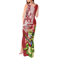 Puerto Rico Coqui Frog Tank Maxi Dress Tropical Flowers Polynesian Style - Polynesian Pride